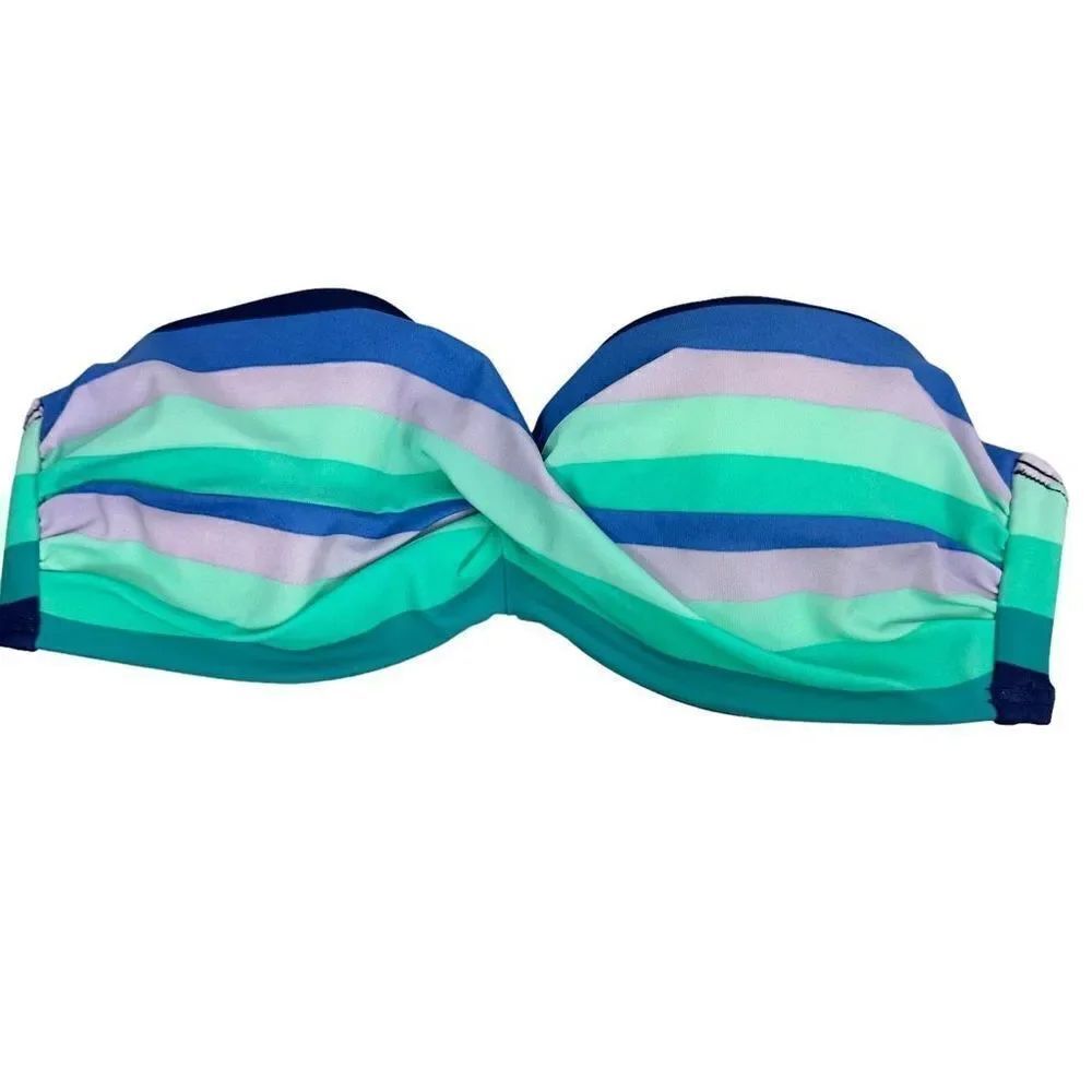 Victoria's Secret Twist Front stripe strapless Bandeau bikini top size 32C